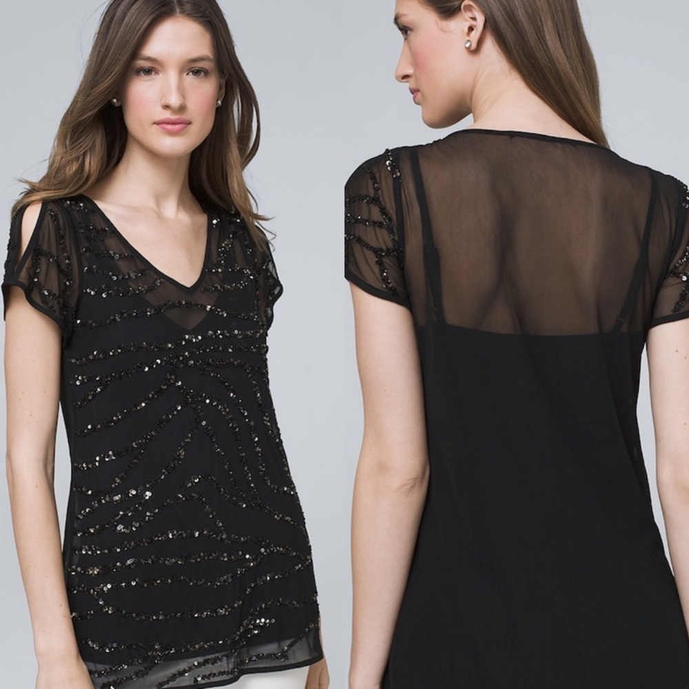 WHBM EMBELLISHED TOP - Picture 1 of 5